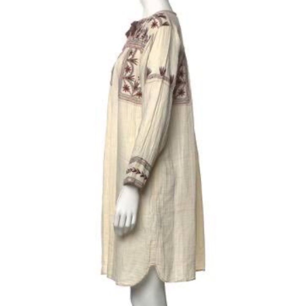 Étoile Isabel Marant Neutrals/ Pattern Print Tie Neck Mini Dress - Picture 4 of 7